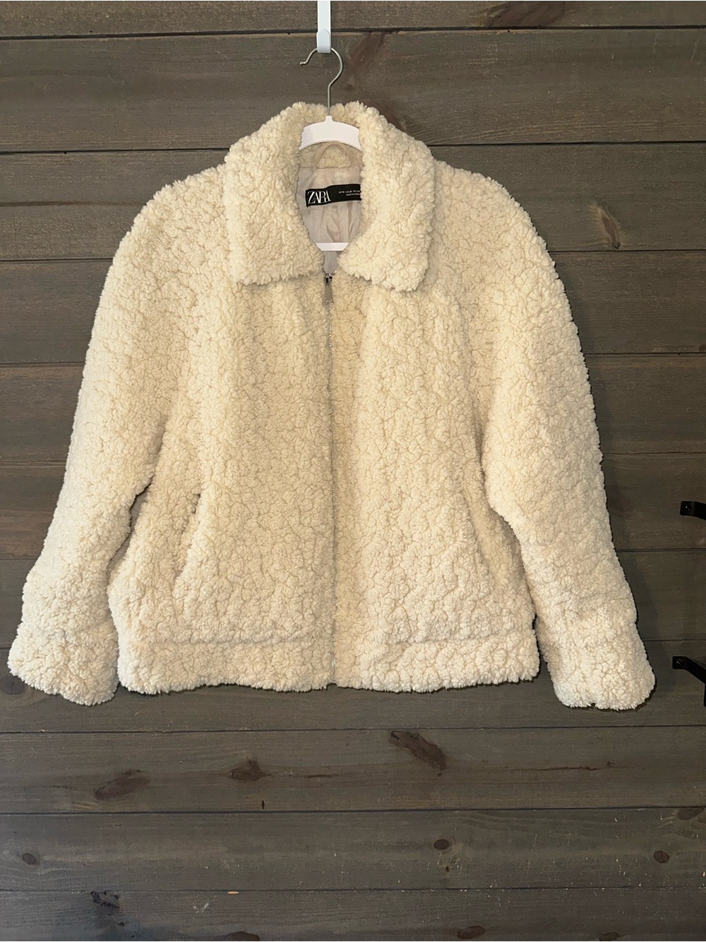 ZARA Cream Teddy Faux Shearling Jacket